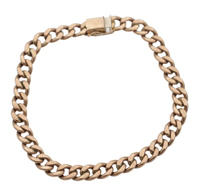 Lot 383 - A 9CT ROSE GOLD CURB-LINK CHAIN BRACELET