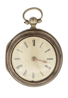 Lot 1226 - FRANCIS WHEELHES, SHEFFIELD. A GEORGE III SILVER PAIR CASED VERGE POCKET WATCH