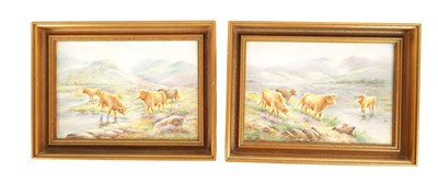 Lot 40 - EDWARD TOWNSEND. A PAIR OF 20TH CENTURY FRAMED WORCESTER PLAQUES