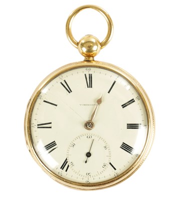 Lot 1179 - J. JOHNSON, LIVERPOOL. AN 18CT GOLD OPEN FACED POCKET WATCH