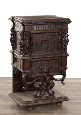 Lot 1468 - A 19TH CENTURY RENAISSANCE REVIVAL OAK COMMUNION CABINET
