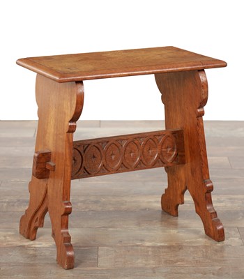 Lot 1476 - AN ARTS AND CRAFTS 'FOXMAN' OAK STOOL