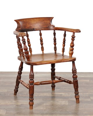 Lot 1524 - A 19TH CENTURY SOLID WALNUT SMOKERS ARMCHAIR