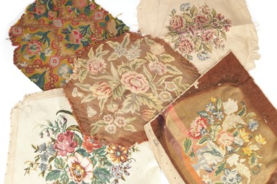 Lot 989 - A COLLECTION OF FIVE 18TH/19TH CENTURY TAPESTRY SEAT COVERS