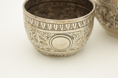 Lot 27 - TWO INDIAN SILVER BOWLS AND ONE ENGLISH SILVER BOWL