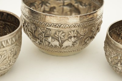 Lot 27 - TWO INDIAN SILVER BOWLS AND ONE ENGLISH SILVER BOWL