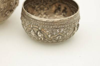 Lot 27 - TWO INDIAN SILVER BOWLS AND ONE ENGLISH SILVER BOWL