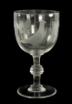 Lot 1664 - AN OVERSIZED 19TH CENTURY GLASS ENGRAVED GOBLET