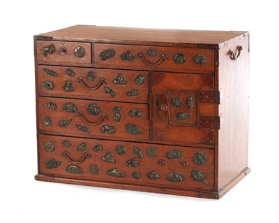 Lot 527 - A JAPANESE MEIJI PERIOD STAINED WOOD COLLECTOR'S CABINET