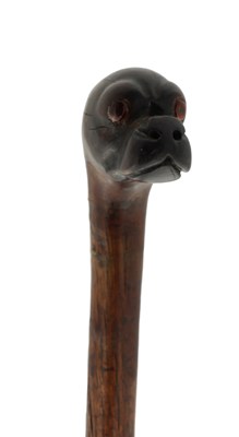 Lot 1738 - A 19TH CENTURY DOGS HEAD WALKING STICK