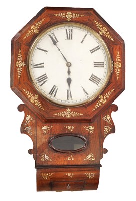 Lot 1768 - A 19TH CENTURY ENGLISH FUSEE WALL CLOCK