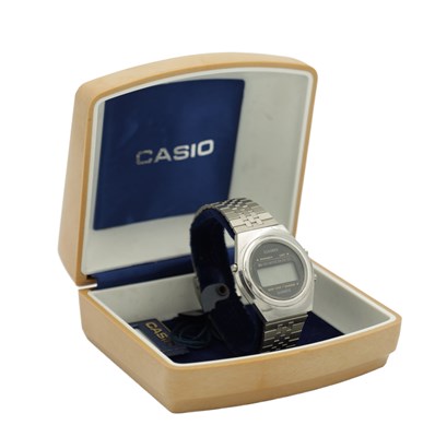 Lot 1756 - A CASED VINTAGE STEEL CASIO DIGITAL WRIST WATCH MODULE NO. 262