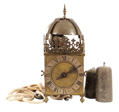 Lot 1197 - A 17TH CENTURY QUARTER STRIKING LANTERN CLOCK SIGNED JOHN BOWYER, LONDINI FECIT