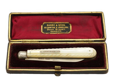 Lot 130 - ONE CASED VICTORIAN SILVER BLADED FRUIT KNIFE