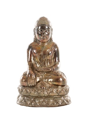 Lot 409 - A BURMESE FILLED SILVER BUDDHA FIGURE