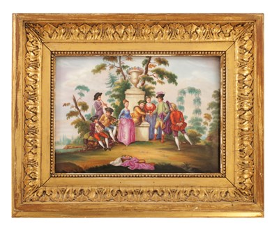 Lot 737 - AN 18TH CENTURY FRENCH PAINTED PORCELAIN PLAQUE