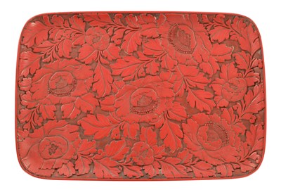 Lot 473 - A 19TH CENTURY CHINESE CARVED CINNABAR LACQUER TRAY