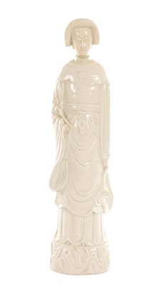 Lot 564 - A 20TH CENTURY CHINESE BLANC-DE-CHINE PORCELAIN FIGURE