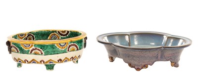 Lot 588 - TWO CHINESE GLAZED CERAMIC LOBED BOWLS