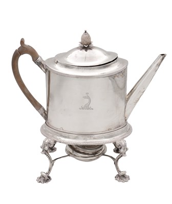 Lot 189 - A GEORGE III SILVER KETTLE ON STAND