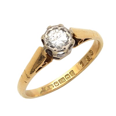 Lot 239 - AN 18CT YELLOW GOLD DIAMOND SOLITAIRE RING
