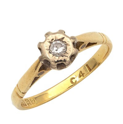Lot 301 - AN 18CT YELLOW GOLD AND DIAMOND SOLITAIRE RING