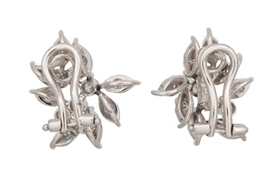 Lot 278 - A PAIR OF 18CT WHITE GOLD AND DIAMOND EARRINGS