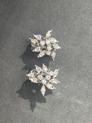 Lot 278 - A PAIR OF 18CT WHITE GOLD AND DIAMOND EARRINGS