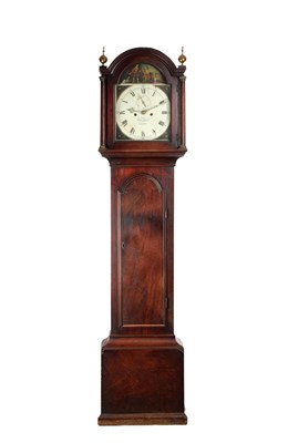 Lot 1186 - THOMAS IVORY, DUNDEE. A GEORGE III SCOTTISH FIGURED MAHOGANY LONGCASE CLOCK