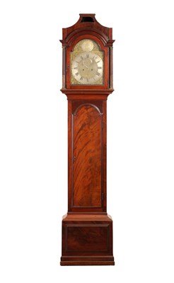 Lot 1173 - ROBERT SANDERSON, LONDON. A GEORGE III FIGURED MAHOGANY LONGCASE CLOCK