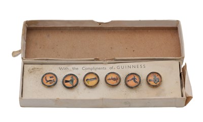 Lot 336 - A CASED SET OF MID 20TH CENTURY GUINNESS WAISTCOAT BUTTONS