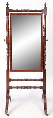 Lot 739 - A REGENCY MAHOGANY CHEVAL MIRROR OF SMALL SIZE...