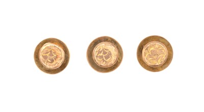 Lot 217 - A SET OF THREE LATE 19TH CENTURY ENGLISH 9CT GOLD STUDS