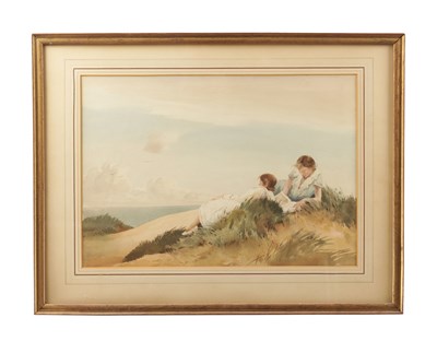 Lot 736 - PERCY LANCASTER (BRITISH 1878-1950) AN EARLY 20TH CENTURY WATERCOLOUR TITLED 'HOLIDAY ON THE SANDHILLS'