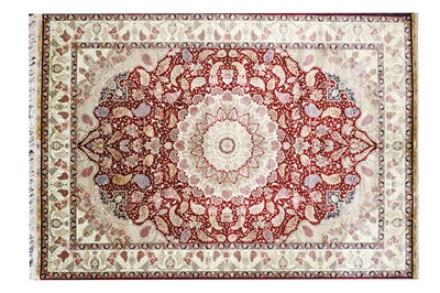 Lot 1474 - AN IRANIAN SILK-ON-SILK CARPET
