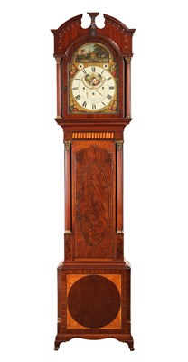 Lot 1226 - SIMMONS, COVENTRY. A RARE LATE GEORGE III FOUR TRAIN MUSICAL AUTOMATION LONGCASE CLOCK
