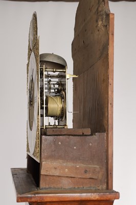 Lot 1235 - JOHN LEGG, IN HOLBURN, LONDON. AN EARLY 18TH CENTURY FIGURED WALNUT EIGHT-DAY LONGCASE CLOCK