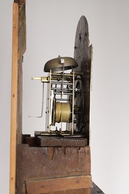 Lot 1235 - JOHN LEGG, IN HOLBURN, LONDON. AN EARLY 18TH CENTURY FIGURED WALNUT EIGHT-DAY LONGCASE CLOCK