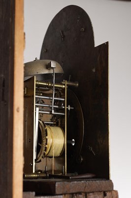 Lot 1235 - JOHN LEGG, IN HOLBURN, LONDON. AN EARLY 18TH CENTURY FIGURED WALNUT EIGHT-DAY LONGCASE CLOCK
