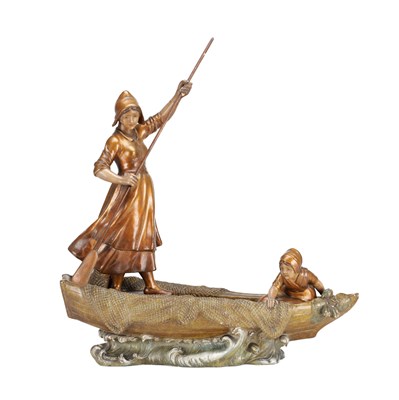 Lot 1107 - AN EARLY 20TH CENTURY AUSTRIAN TERRACOTTA FIGURE GROUP