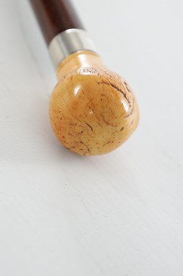 Lot 1450 - A 19TH CENTURY CARVED IVORY MAN HEAD WALKING CANE