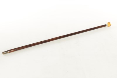Lot 1450 - A 19TH CENTURY CARVED IVORY MAN HEAD WALKING CANE