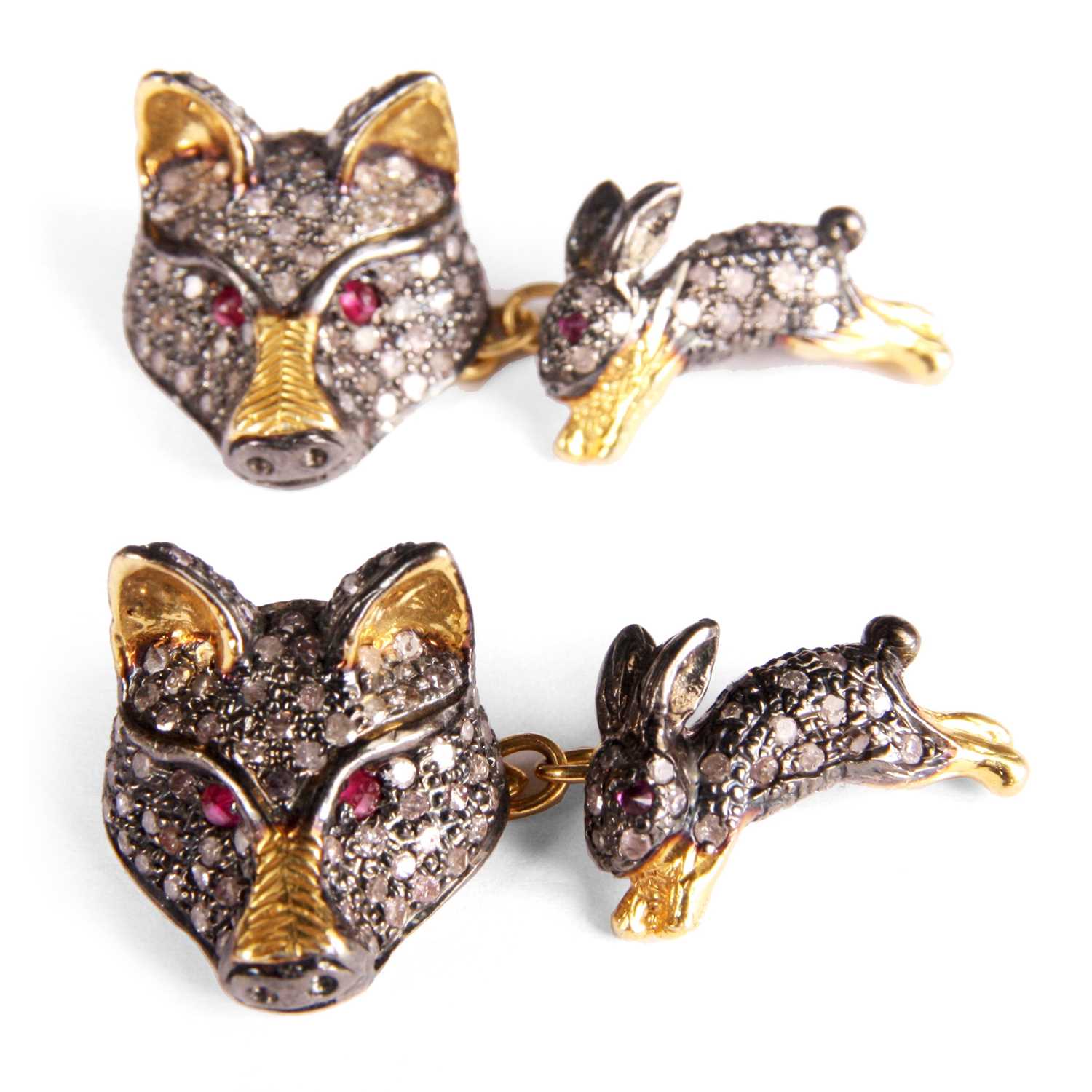 Lot 158 - An unusual pair of 18ct Yellow Gold and...