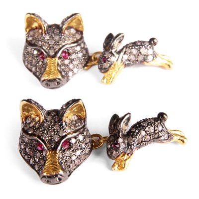 Lot 158 - An unusual pair of 18ct Yellow Gold and...