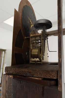 Lot 1239 - THOMAS LISTER, LUDDENDEN. A GEORGE III FIGURED MAHOGANY LONGCASE CLOCK WITH MOONPHASE