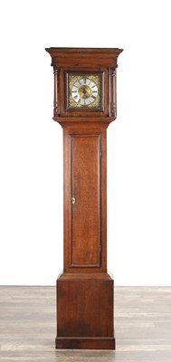 Lot 1264 - BINNS OF HALIFAX. AN 18TH CENTURY OAK 30-HOUR 8" DIAL VERGE LONGCASE CLOCK