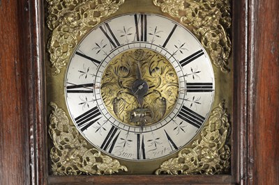 Lot 1264 - BINNS OF HALIFAX. AN 18TH CENTURY OAK 30-HOUR 8" DIAL VERGE LONGCASE CLOCK