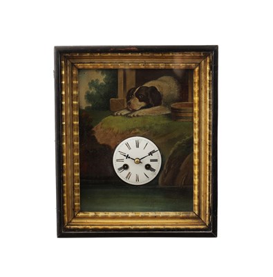 Lot 1287 - A LATE 19TH CENTURY BLACK FOREST AUTOMATION PAINTED WALL CLOCK