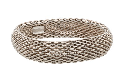 Lot 355 - A TIFFANY & CO STERLING SILVER SOMERSET WIDE MESH BRACELET