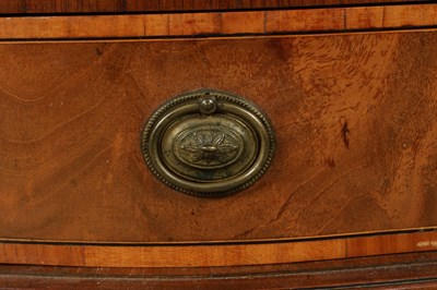 Lot 1568 - AN UNUSUAL GEORGE III CROSS-BANDED FLAMED MAHOGANY SERPENTINE FRONTED SIDE CABINET